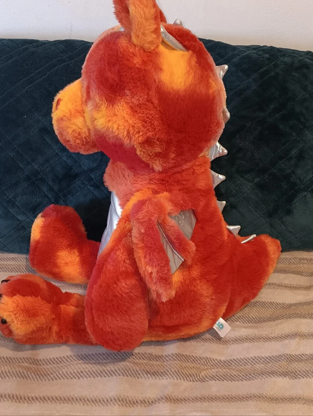 Orange Tie-Dye Dragon Plush with Silver Belly - Kids Stuffed Animal